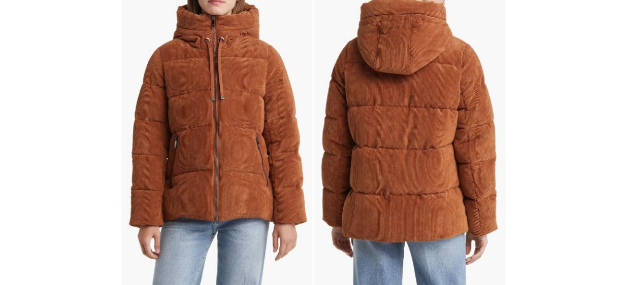 Sam Edelman Hooded Corduroy Puffer Jacket