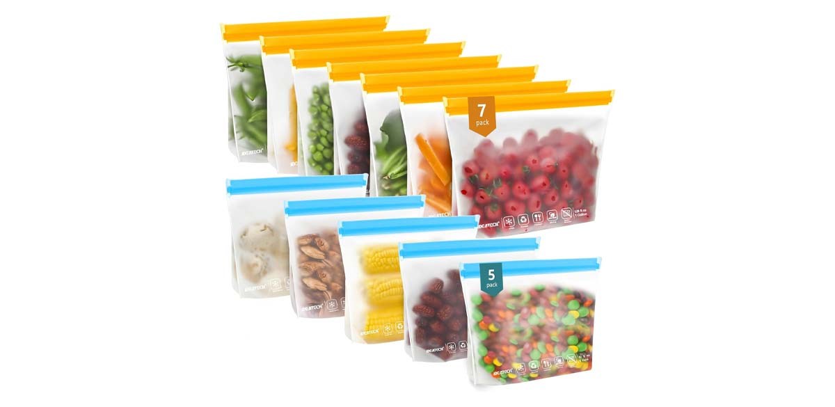 IDEATECH 12Pack Reusable Food Storage Bags Dishwasher Safe