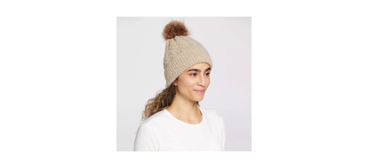 best CALIA Women’s Cable Knit Faux Fur Pom Beanie