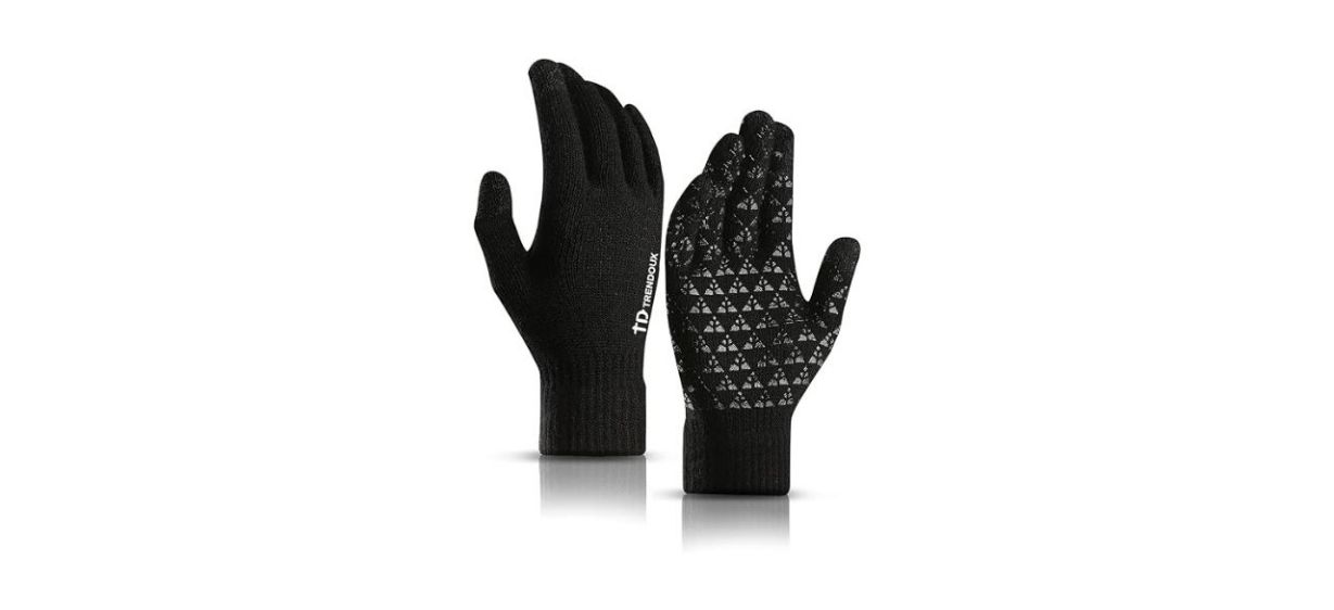 Trendoux Touch Screen Thermal Knit Gloves in black