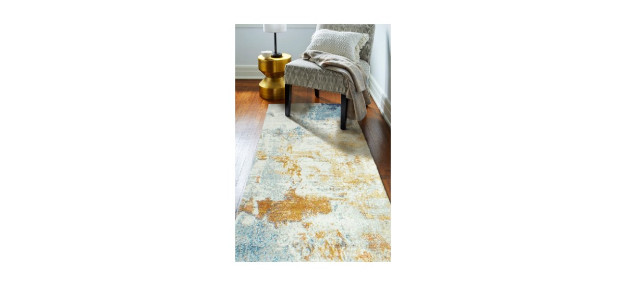Best Trent Austin Design Boyland Power Loom Performance Blue-Yellow Rug