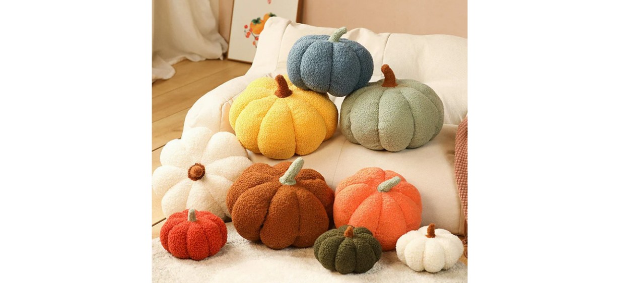Hiienaa Pumpkin-Shaped Throw Pillows in different colors