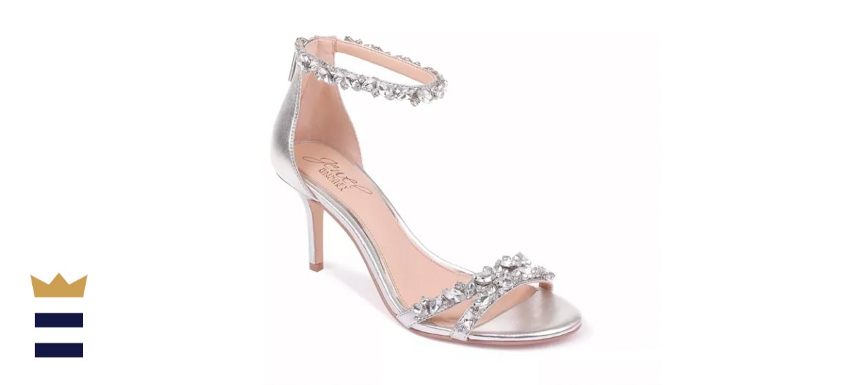 Jewel Badgley Mischka Caroline Embellished Ankle-Strap Evening Sandals