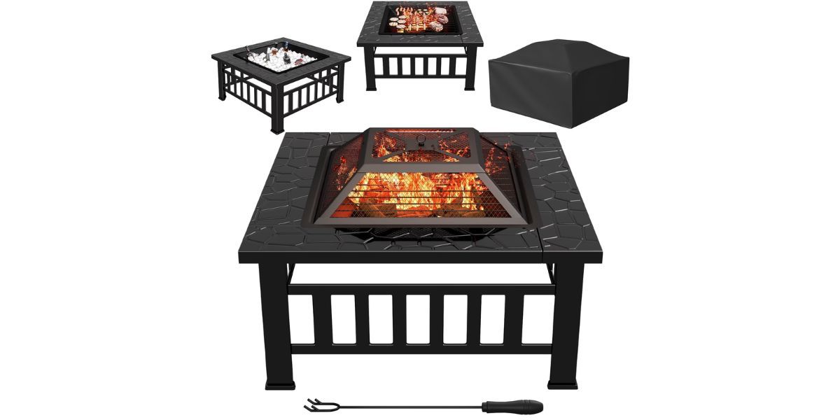  Lacoo 32&quot; Patio Square Fire Pit Table