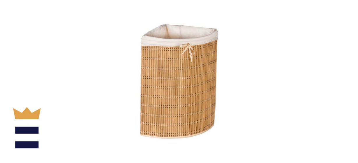 Honey-Can-Do Bamboo Wicker Corner Laundry Hamper with Liner