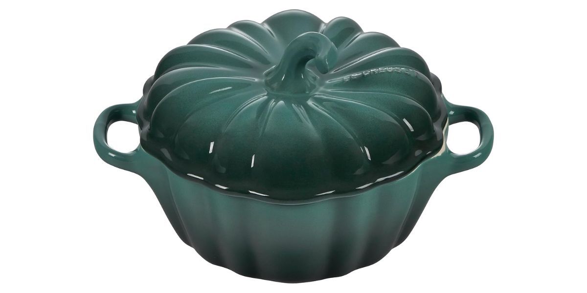  Le Creuset Stoneware Figural Pumpkin Petite Cocotte, 12 oz., Artichaut