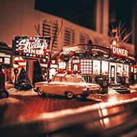 a Christmas village set