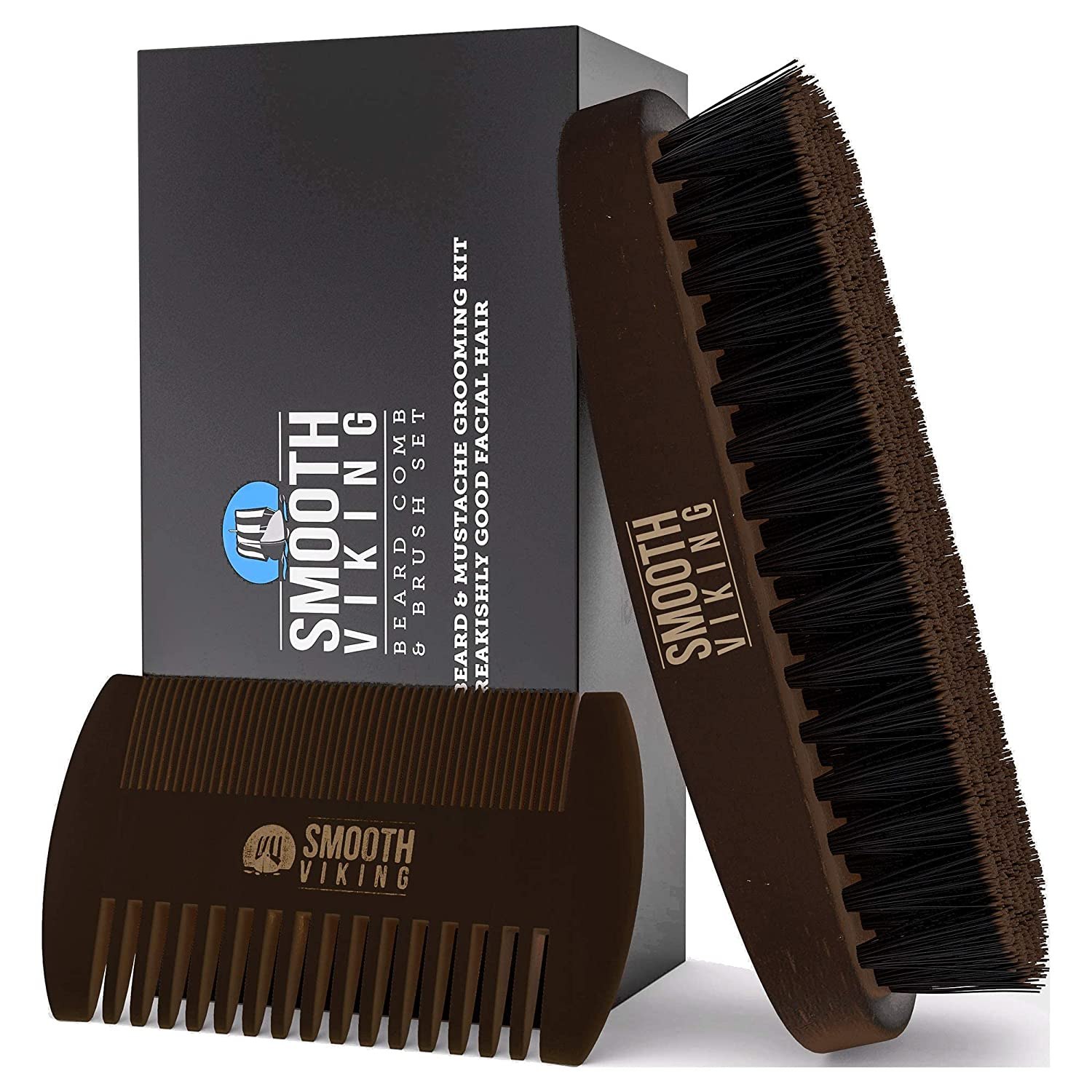 Smooth Viking Boar Bristle Beard Brush &amp; Wooden Grooming Comb