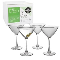 Deco Unbreakable Martini Glasses, Set of 4, 8.8 oz.