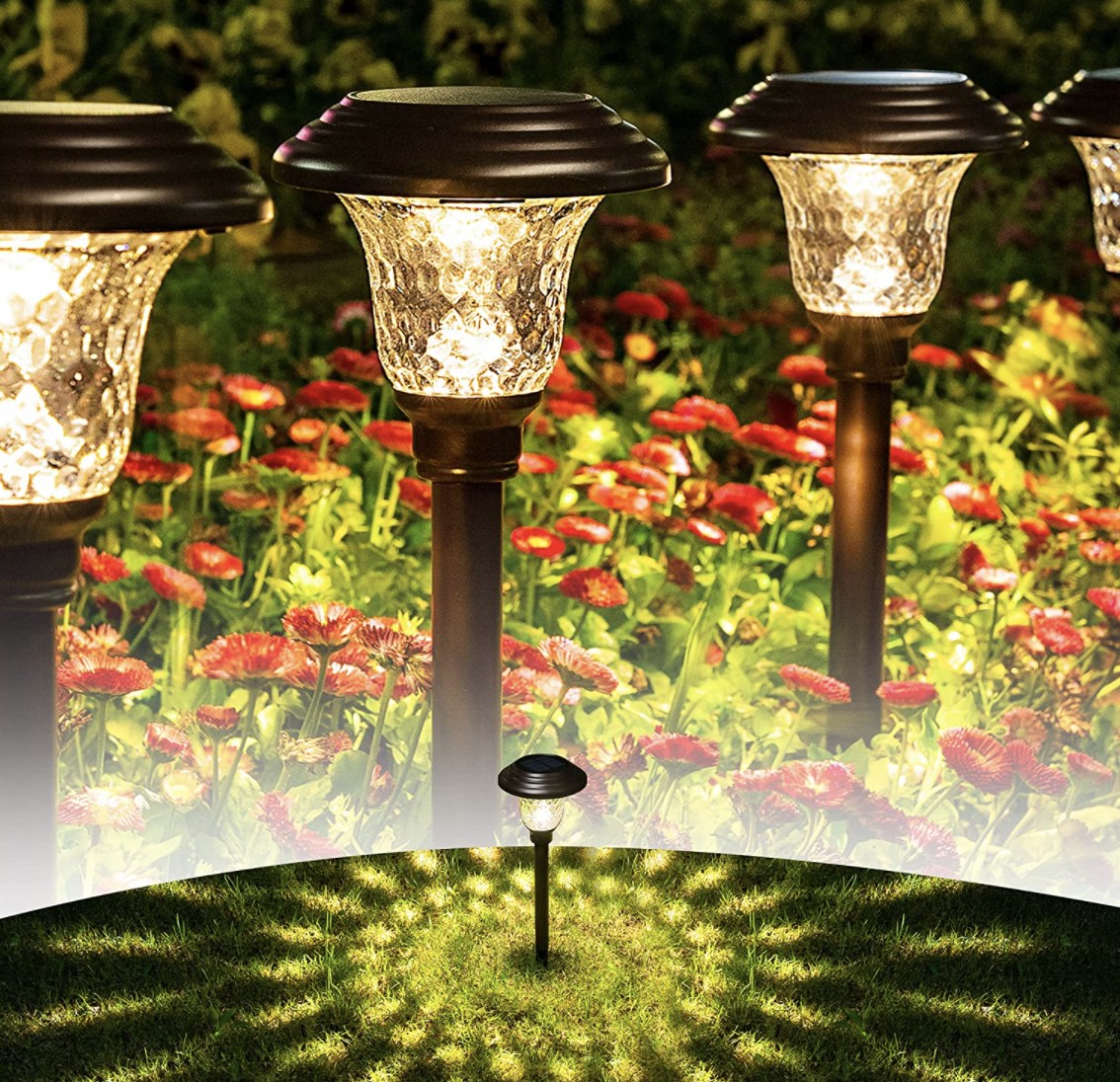 GIGALUMI 8 Pack Solar LED Path Lights (Brown)